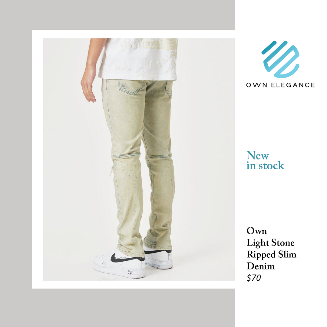 Own Light Stone Ripped Slim Denim