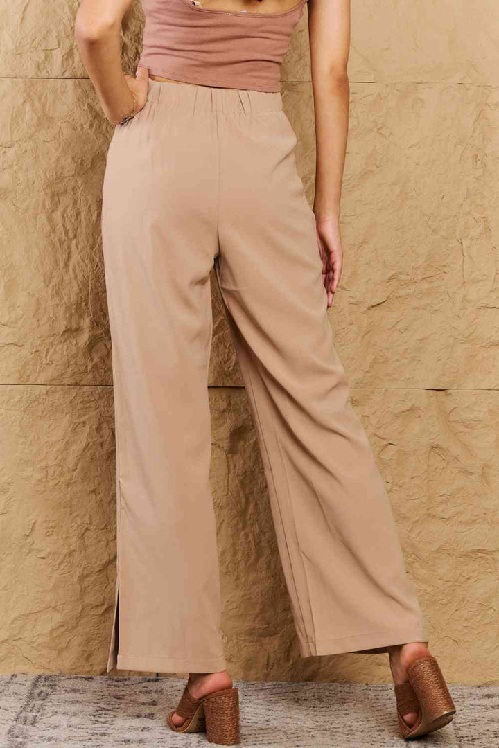 Pintuck Straight Leg Pants in Camel