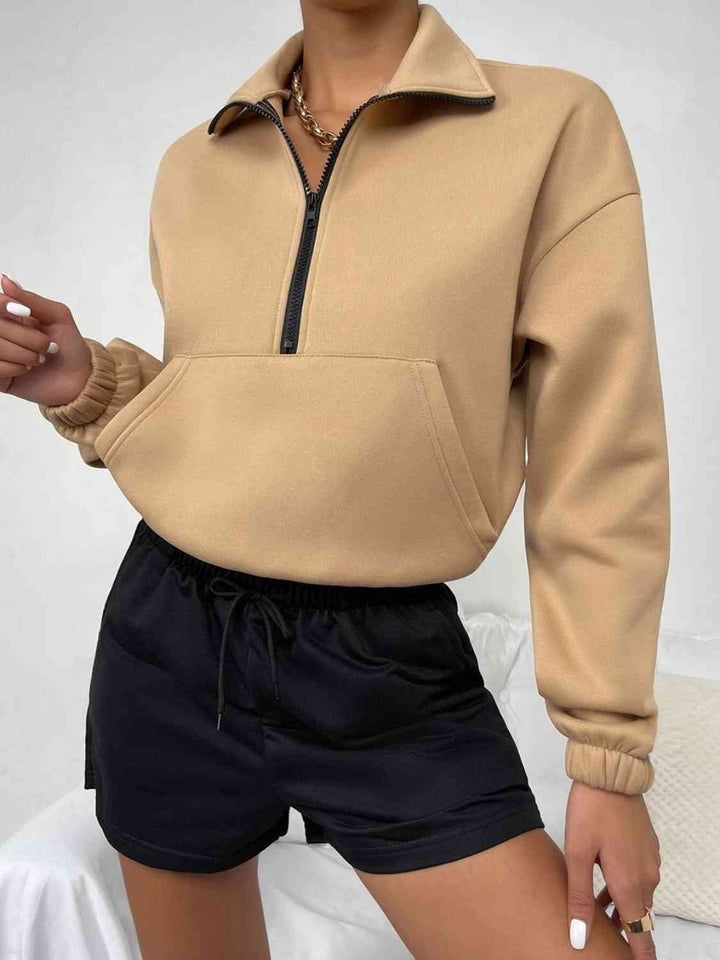 OE Half-Zip Dropped Shoulder Sweatshirt