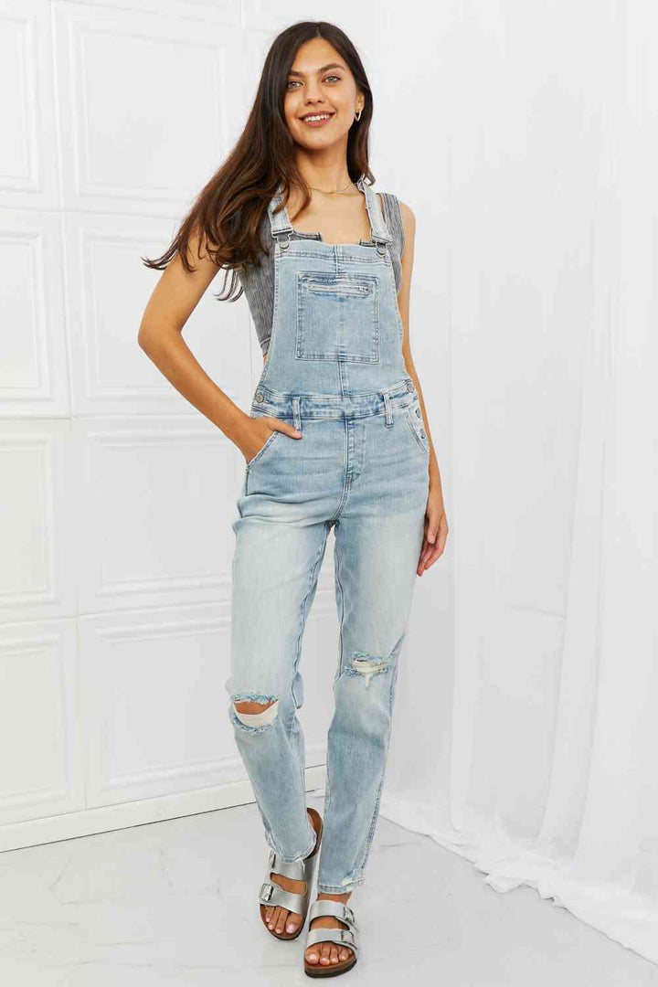 Distressed Straight Leg Overalls