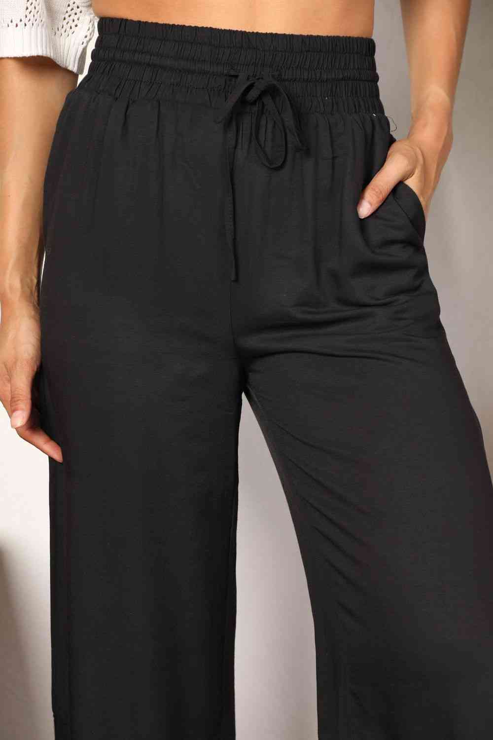 Smocked Waist Wide Leg Pants