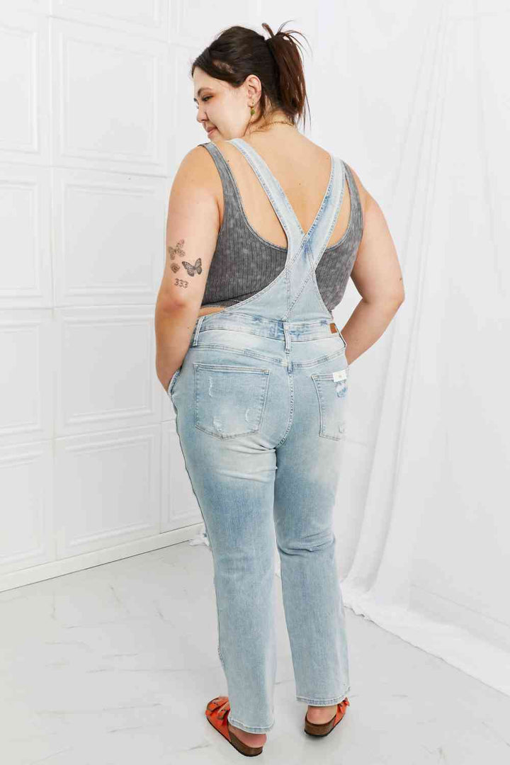 Distressed Straight Leg Overalls