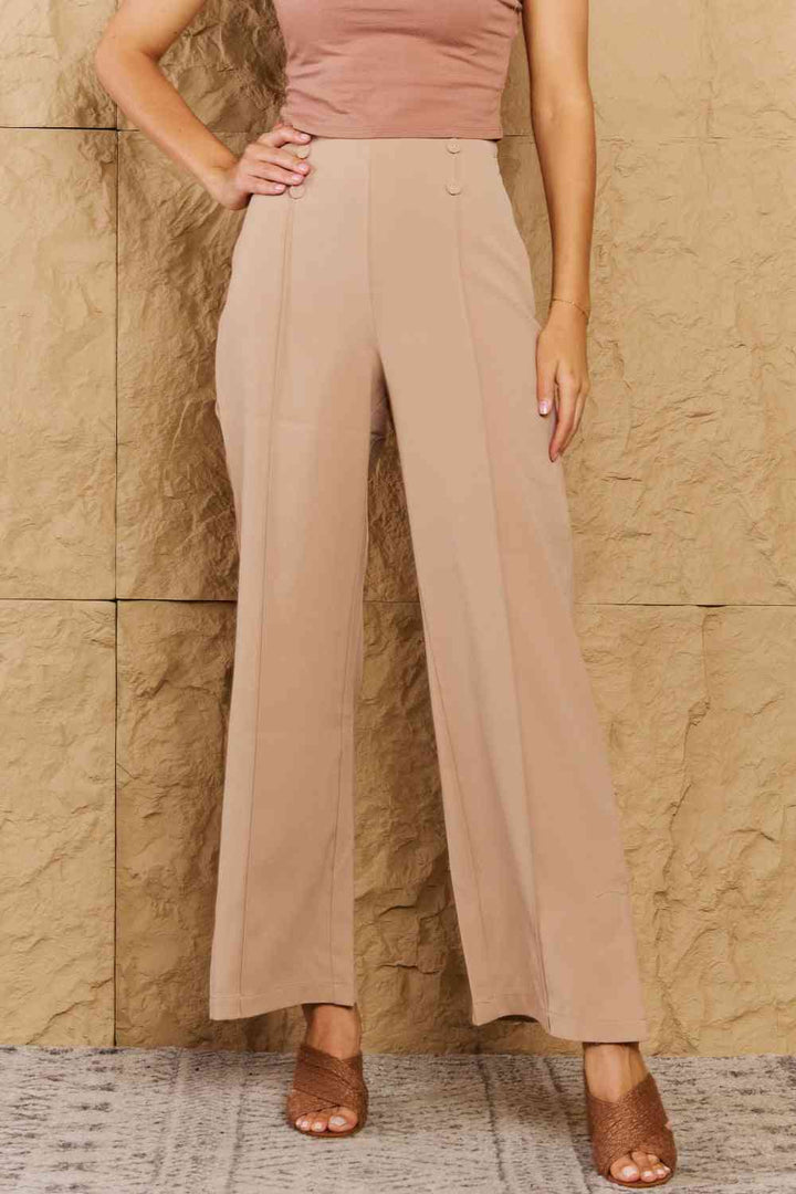 Pintuck Straight Leg Pants in Camel