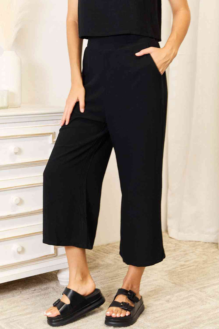 Round Neck Tank and Wide Leg Pants Set