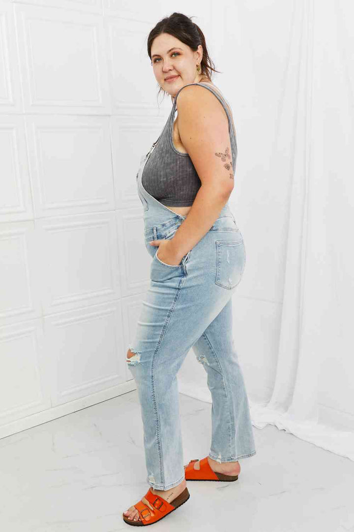 Distressed Straight Leg Overalls