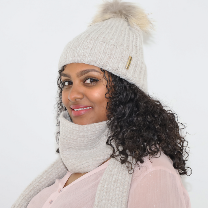 winter knit hat and scarf set