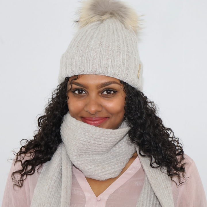 winter knit hat and scarf set