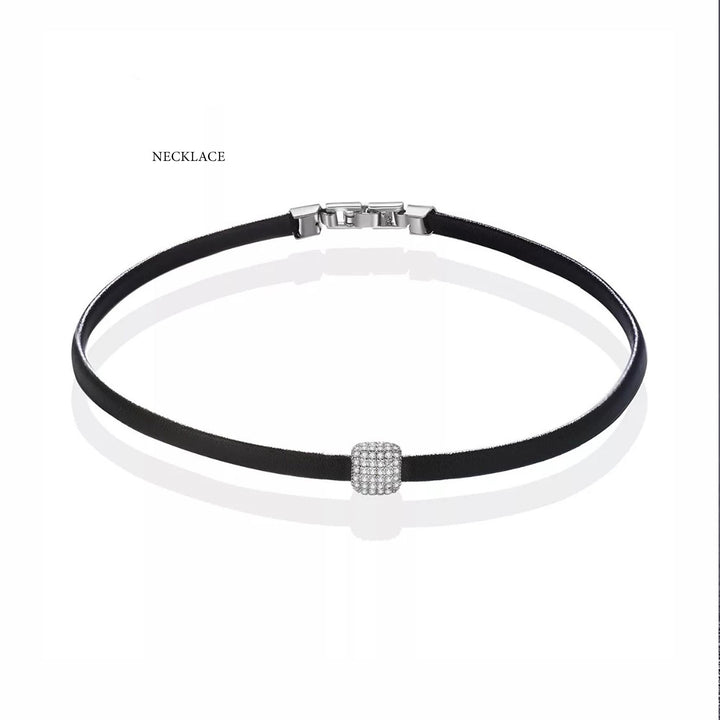 GENUINE LEATHER CHOCKER AND BRACLET SET