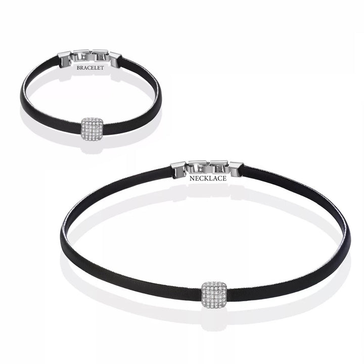 GENUINE LEATHER CHOCKER AND BRACLET SET