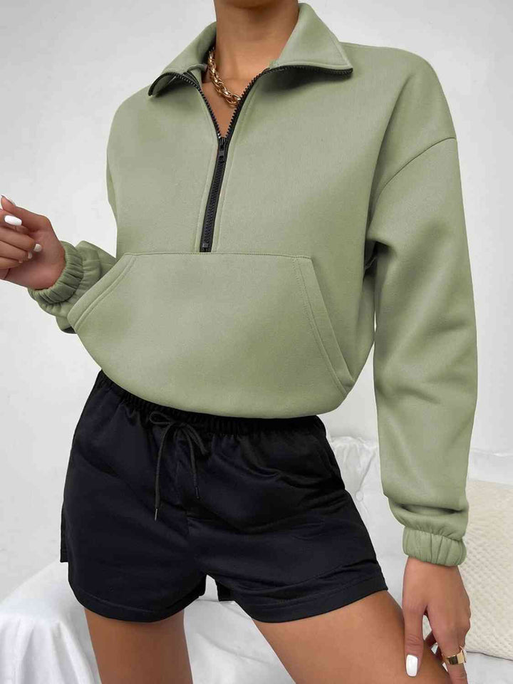 OE Half-Zip Dropped Shoulder Sweatshirt