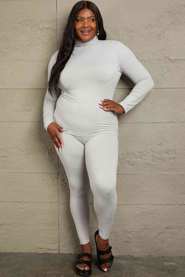 Mock Neck Top and Leggings Set