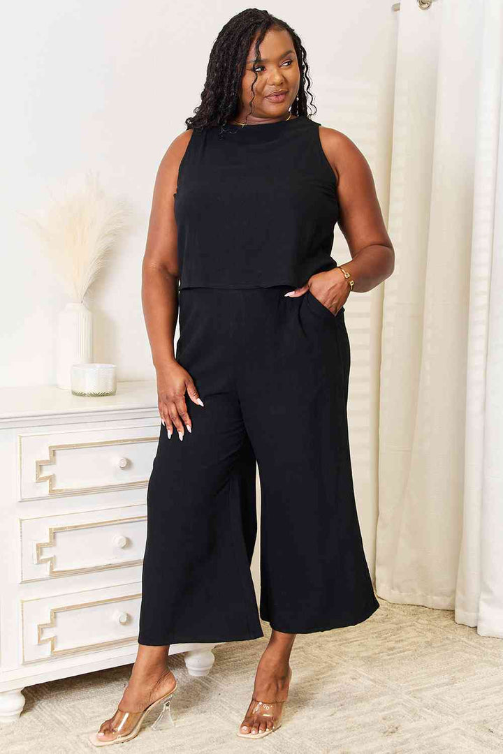 Round Neck Tank and Wide Leg Pants Set