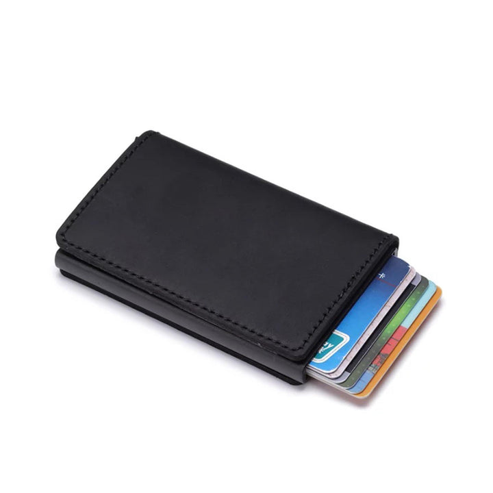 RFID blocking Smart Genuine Leather Card Holder