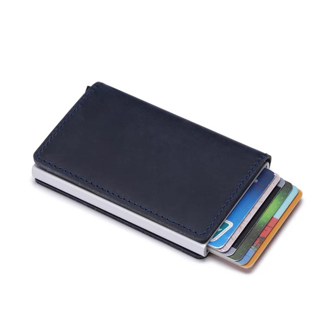 RFID blocking Smart Genuine Leather Card Holder