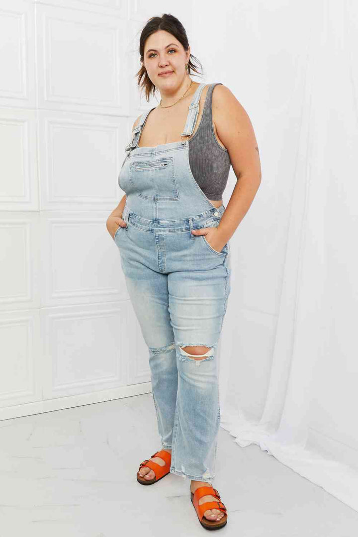 Distressed Straight Leg Overalls