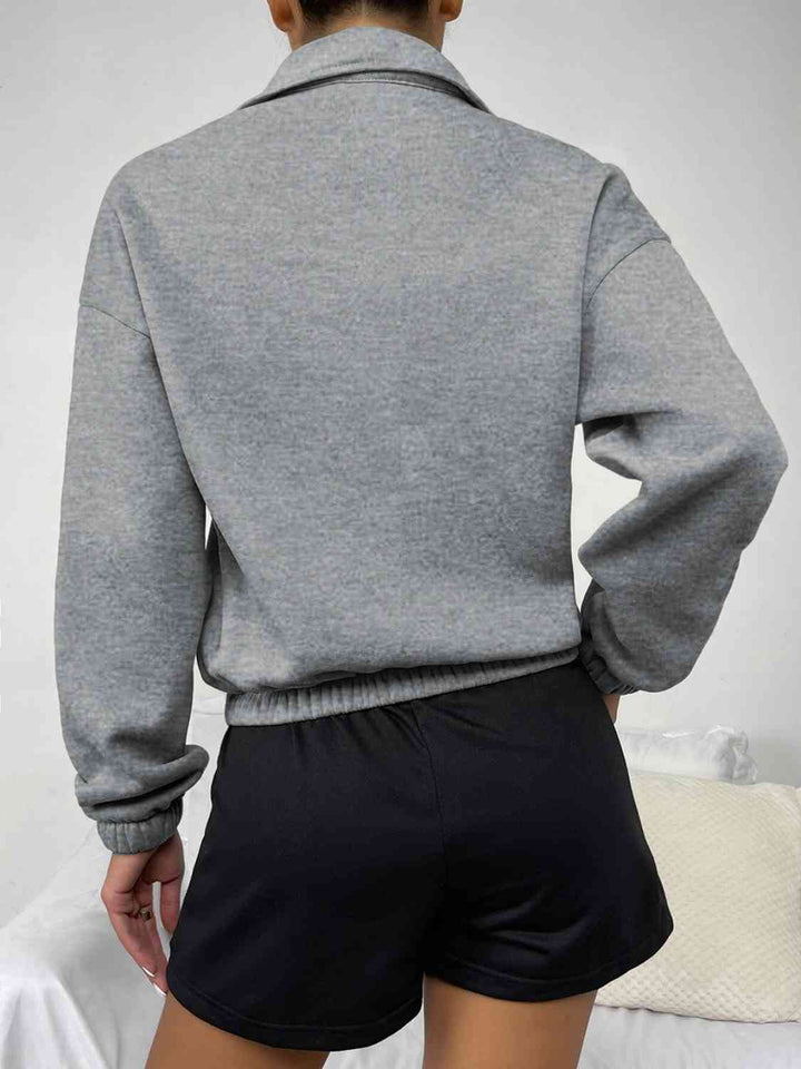 OE Half-Zip Dropped Shoulder Sweatshirt