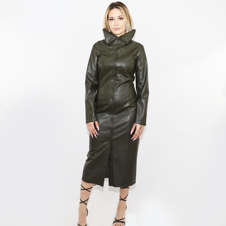 FAUX-LEATHER DRESS