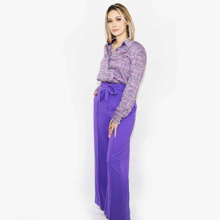 MATCHING TAILER-FIT SHIRT AND WIDE -LEG PANTS