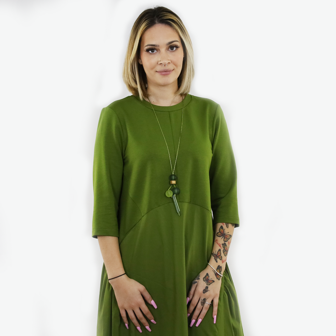 Elegant Green Dress with Necklace