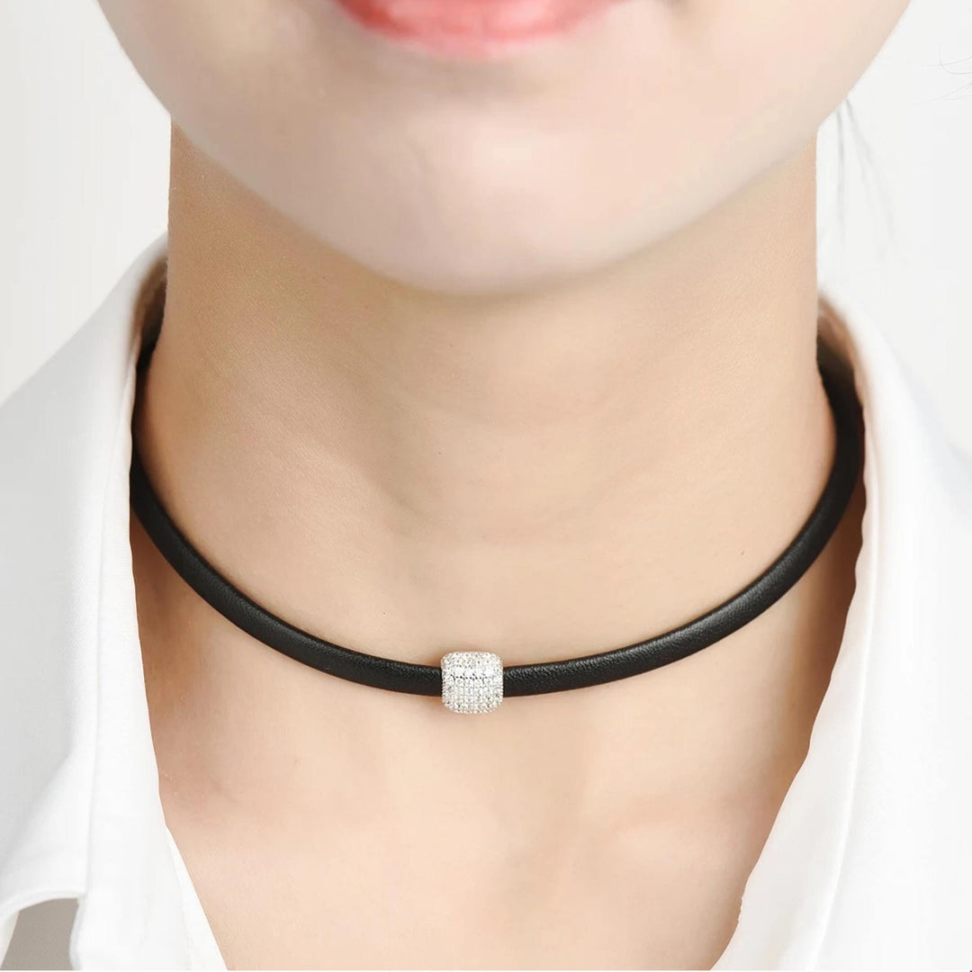 GENUINE LEATHER CHOCKER AND BRACLET SET